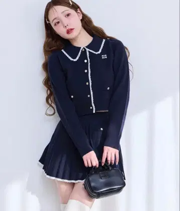 폴로 옷깃 니트 셋업 네이비