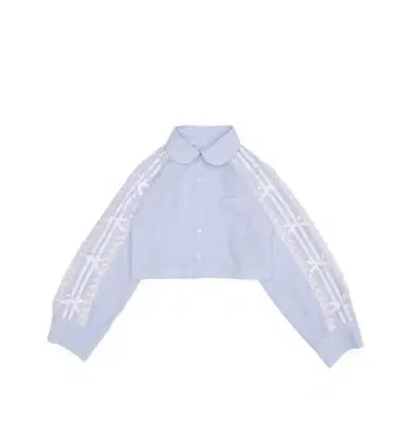 [ Lovilyn ] 레이스 라인 리본 셔츠 블라우스 블루