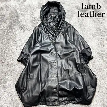 이탈리아 램 가죽 5부 소매 벌룬 후디 코트 LL 착용감 없는 새상품급