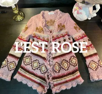 L'EST ROSE 레스트로즈 핸드메이드 핑크 계열 꽃 무늬 가디건 M