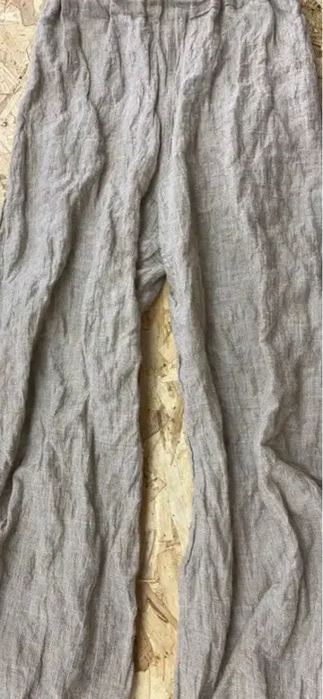 요건 레일 린넨 팬츠 허리밴딩 베이지 사이즈M