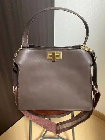 [ 미사용 새상품 ] 2way 토트백 숄더 스트라이프 포함 브라운