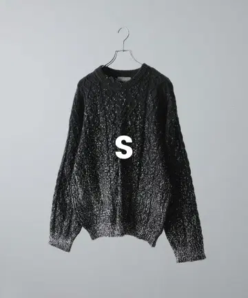 [ CLEL ] 호일 프린트 케이블 크루넥 니트 S 블랙