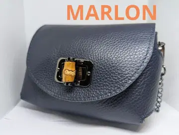 MARLON 천연 가죽 숄더백 네이비 금장 장식