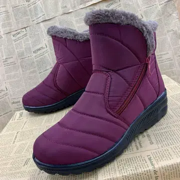 새상품 여성용 23.5cm 보아 안감 발수 나일론 숏부츠 빨간색 6490