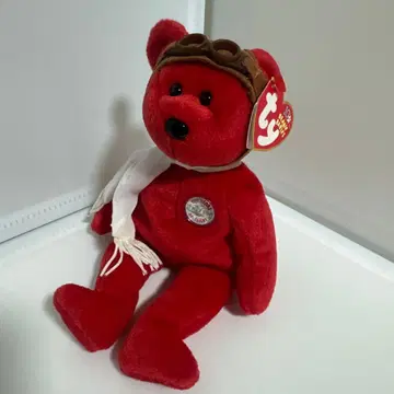 Ty 빨간색 파이롯트풍 봉제 인형 곰