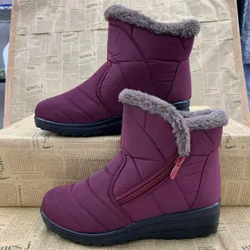 새상품 여성용 23.5cm 발수 보아 안감 나일론 숏부츠 빨간색 6490