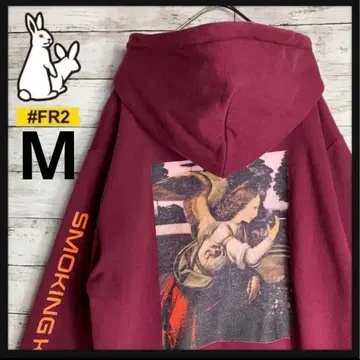 FR2 후드티 엔젤 암 로고 레어 디자인 보르도
