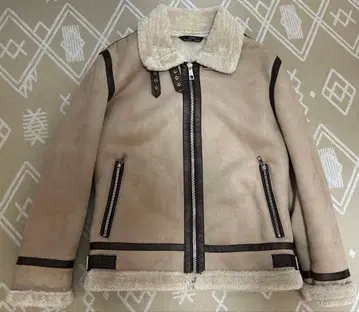 ZARA 페이크 무스탕 스웨이드 베이지 보아 M 무스탕 자켓