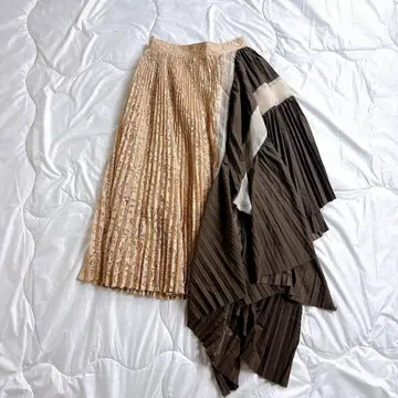 택 포함 새상품 리엔다 변형 비대칭 레이스 플리츠 스커트 M