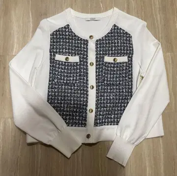 ANAYI 아나이 믹스 트위드 도킹 가디건 블루 믹스