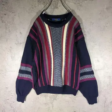 [일본제] 울 100 올 패턴 레트로 디자인 90s 니트 스웨터 M