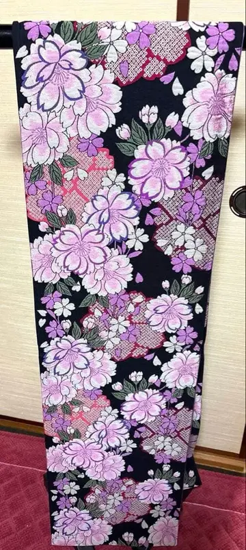 미재단 블랙 x 보라색 겹벚꽃 후쿠로 오비