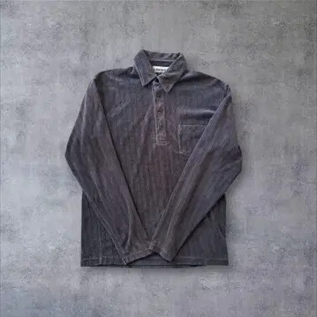 빈티지 80s 독특한 코듀로이 긴팔 피케 셔츠 Y2K 아메카지
