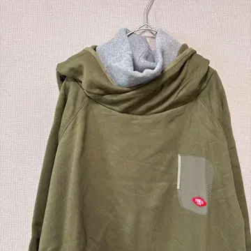 하이넥 풀오버 후드티(XL) 카키 속기모 따뜻한 USA 코튼