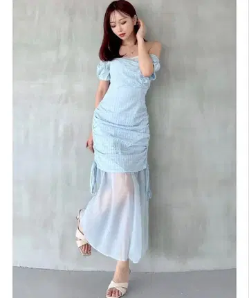 시어 레이어드 개더 원피스