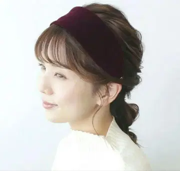 컴플렉스 비즈 벨로아 머리띠 와인