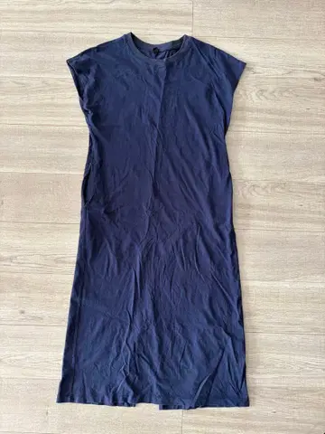 UNIQLO 스무스 코튼 프렌치 슬리브 롱 원피스