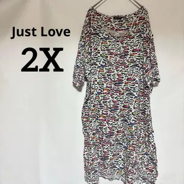 단 1점 Just Love [ 2X ] 컬러풀 애니멀 프린트 반팔 원피스
