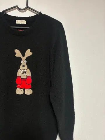 새상품급 Munsingwear 니트 스웨터 골프웨어 빅 로고 블랙 40