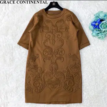 새상품급 그레이스 콘티넨탈 5부 소매 원피스 롱 원피스 M 상당