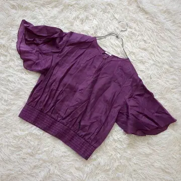 이에나 라미 셔링 숏 풀오버 블라우스 셔츠 퍼플