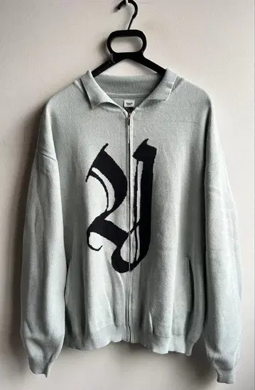 [ 새상품급 ] Younger Song 집업 니트 Y로고 블루 그레이 L