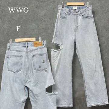 후즈후 갤러리 [ F ] 플라워 디자인 데님 데미지 데님 청바지