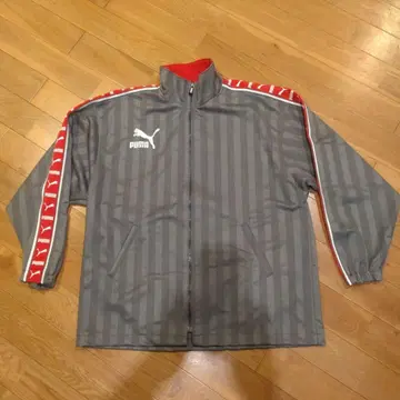 PUMA 그레이/레드 스트라이프 저지 푸마
