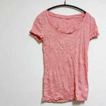 핑크 리브 크루넥 반팔 티셔츠 해외 구제 의류