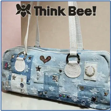 [ 레어 ] Think Bee! 핸드백 데님 패치워크 비쥬