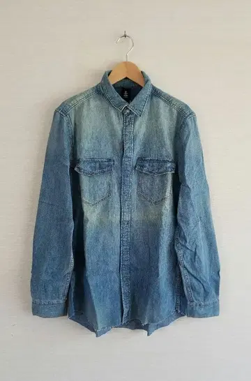 H&M 밑단 컷팅 데님 셔츠 데님 셔츠 스타일리시 인기 무료배송