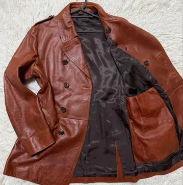 COMME CA DU MODEMEN 가죽 더블 브레스트 체스터 코트