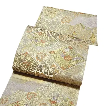 A 176 후쿠로 오비 육통 화문 오비 당직 순수 실크 기모노 새상품급