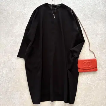 새상품급 미즈이로 인드 코쿤 와이드 원피스 포멀 블랙 루즈핏