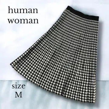 [ human woman ] 자카드 플리츠 니트 스커트 M 체크