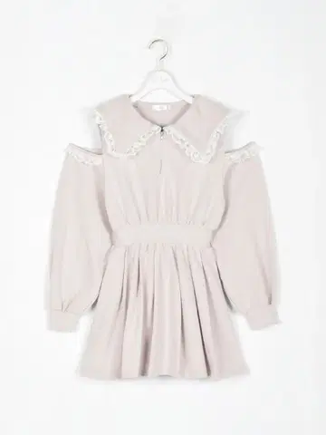 레이스 플리츠 맨투맨 원피스