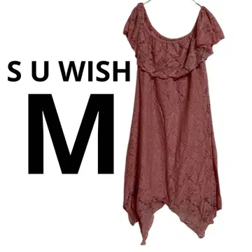 S U WISH [ M ] 핑크 레이스 슬리브리스 원피스