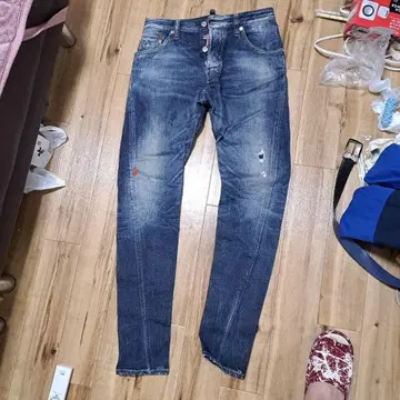 dsquared 데미지 가공 다크 블루 스키니 데님