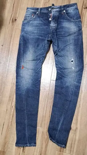 dsquared 데미지 가공 다크 블루 스키니 데님