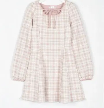 evelyn 체크 핏 OP 긴팔 핑크