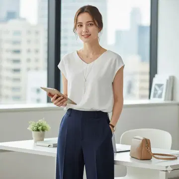 PLST 플라스테 V넥 블라우스 풀오버 화이트 S 프렌치 슬리브