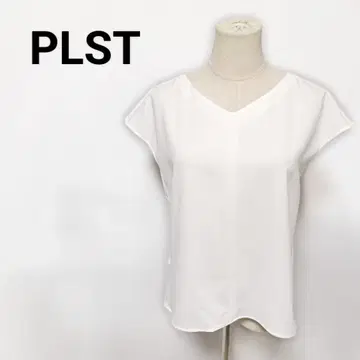 PLST 플라스테 V넥 블라우스 풀오버 화이트 S 프렌치 슬리브