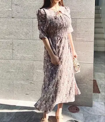 NOMAE 데콜테 2way 셔링 원피스 꽃무늬 원피스