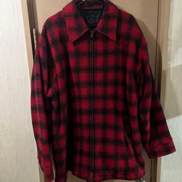 90s 울 자켓 레드 블랙 체크 자켓 L 옴브레
