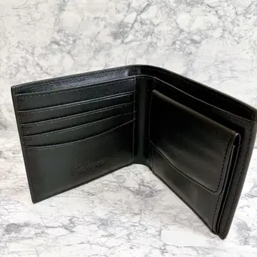 남성용 블랙 가죽 접이식 지갑 선물용 컴팩트