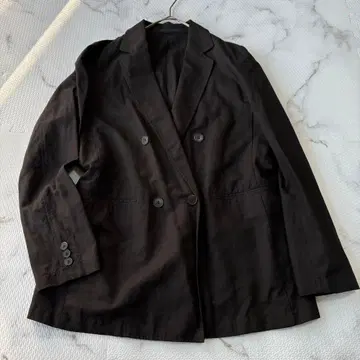 유니클로 린넨 블랙 M 더블 브레스트 테일러드 자켓