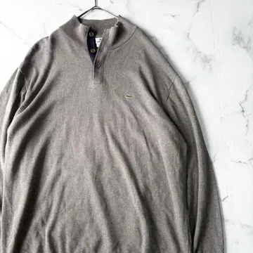 새상품급 라코스테 하프 버튼 모크넥 스웨터 그레이 4XL