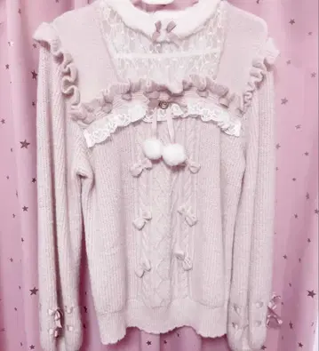 LIZLISA 리즈리사 모헤어 터치 폼폼 니트탑 핑크