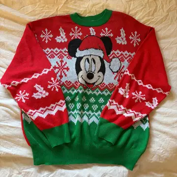 디즈니 아베일 크리스마스 미키 니트 스웨터 L
